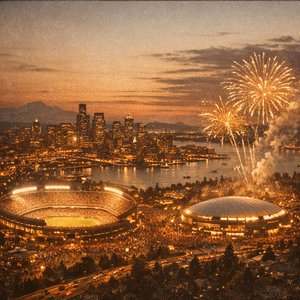 Dusk Celebration Over the Harbor