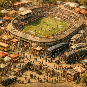 Vintage Isometric Football Stadium Village