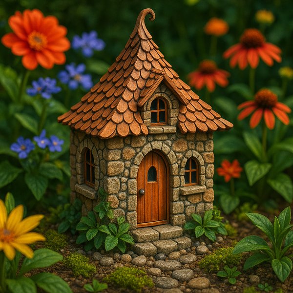 Charming Fairy House in Blooming Garden