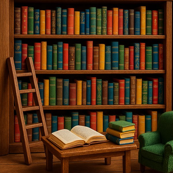 Charming Miniature Library Scene