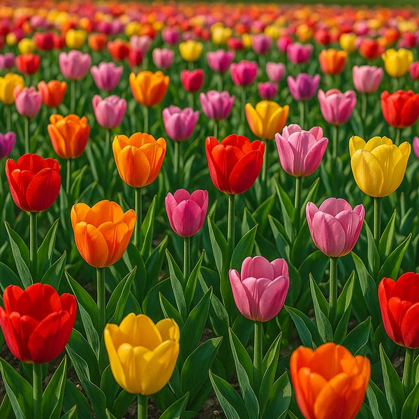 Colorful Tulip Field in Bloom