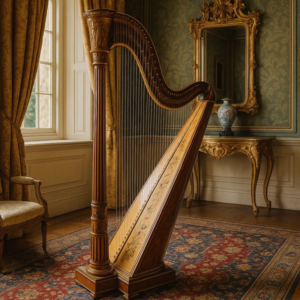 Elegant Harp in Luxurious Room