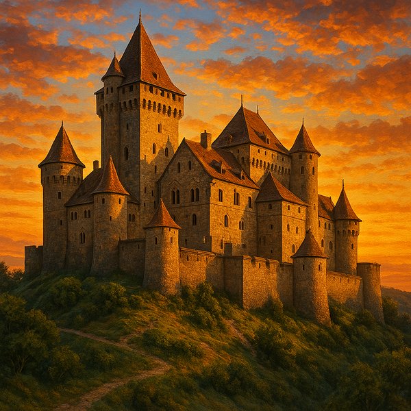 Majestic Castle at Sunset