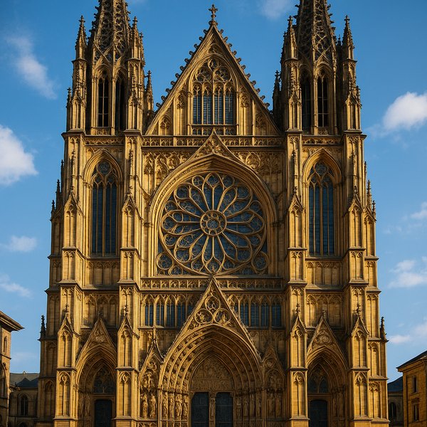 Majestic Gothic Cathedral Facade