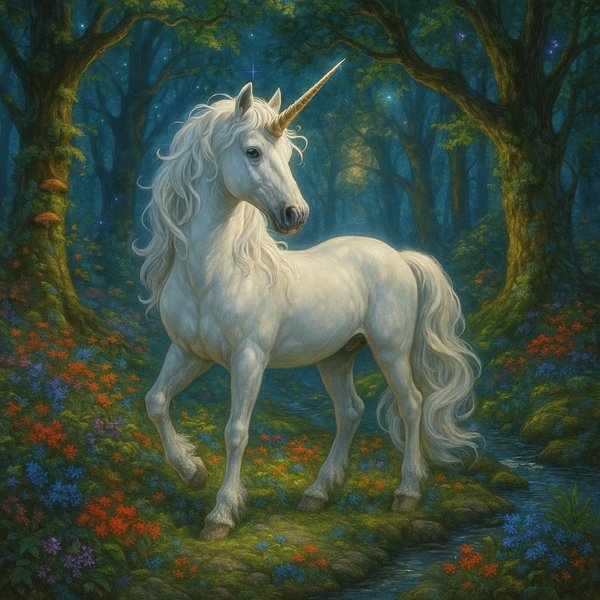 Majestic Unicorn in Enchanted Forest
