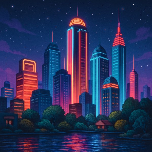 Neon Skyline Under Starry Night — 36