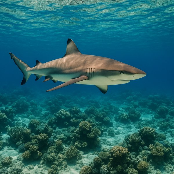 Shark Gliding Through Clear Waters