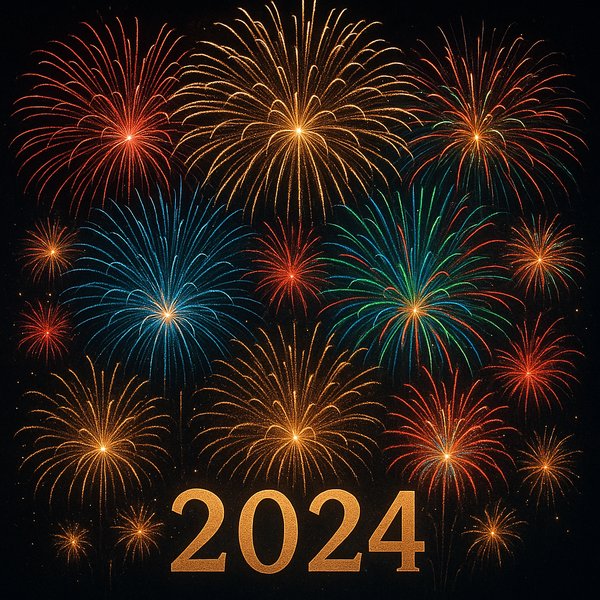 2024 축하를 위한 화려한 불꽃놀이