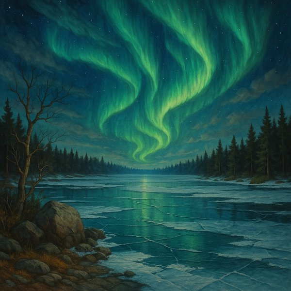 Aurora Over Frozen Landscape