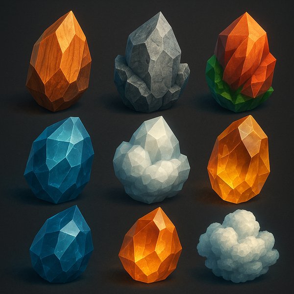 Colorful Low-Poly Crystal Collection