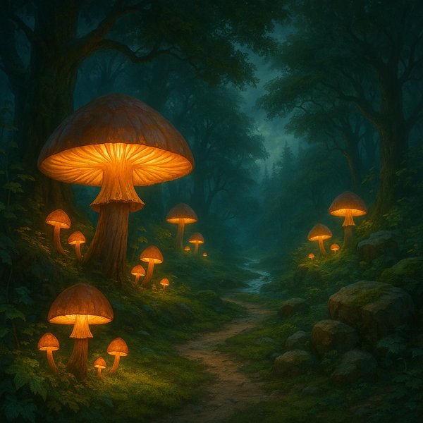 Enchanted Forest with Glowing Mushrooms