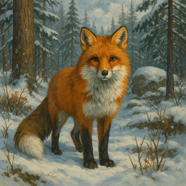 Fox in Snowy Forest