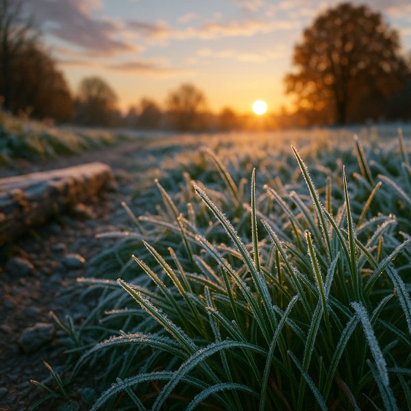 Frosty Sunrise on Grass