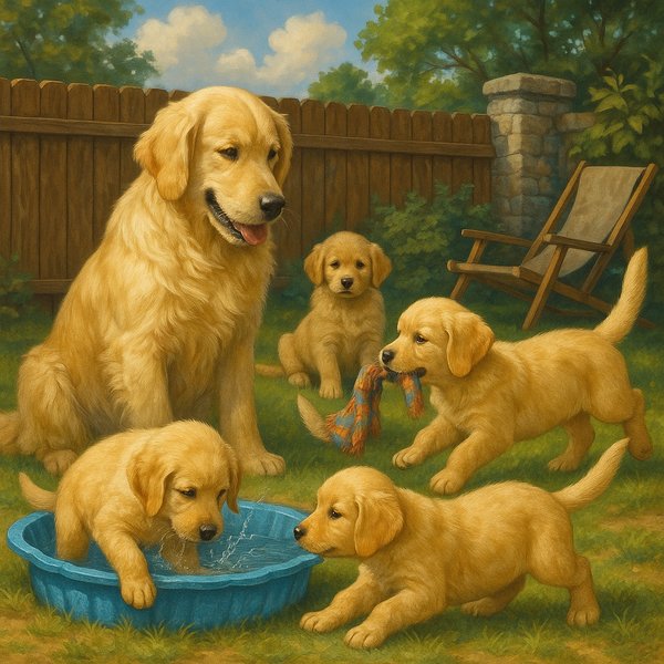 Golden Retrievers at Play