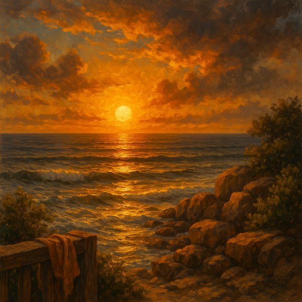 Golden Sunset Over Ocean Horizon