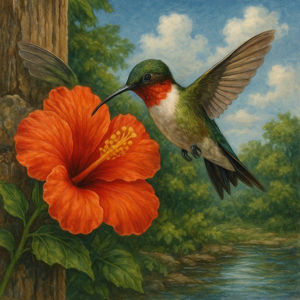 Hummingbird and Vibrant Blossom