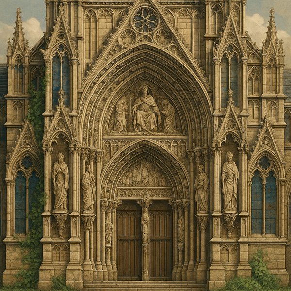 Intricate Gothic Cathedral Facade