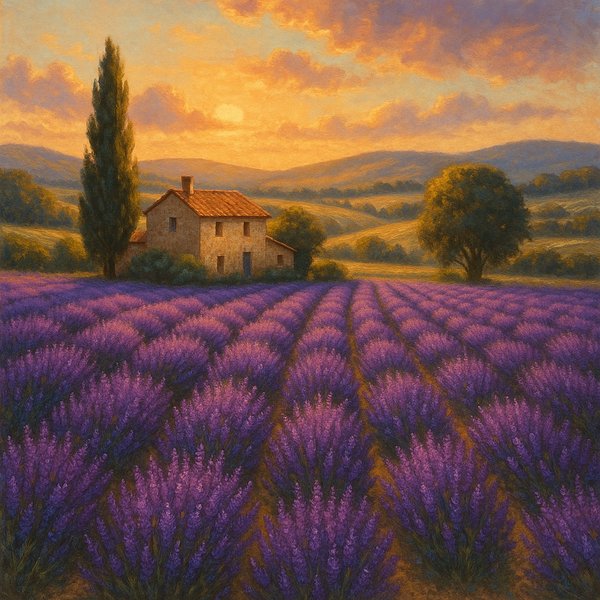 Lavender Fields at Sunset