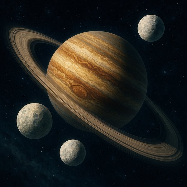 Majestic Ringed Planet and Moons