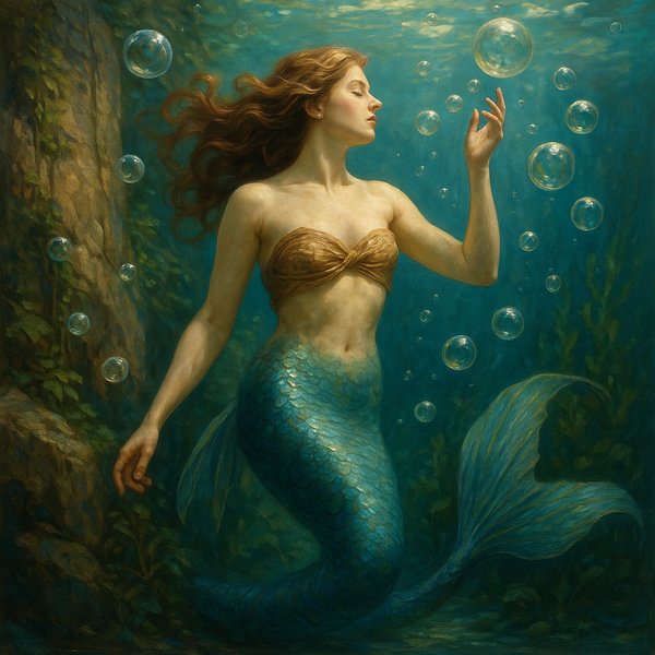 Mermaid Among Bubbles