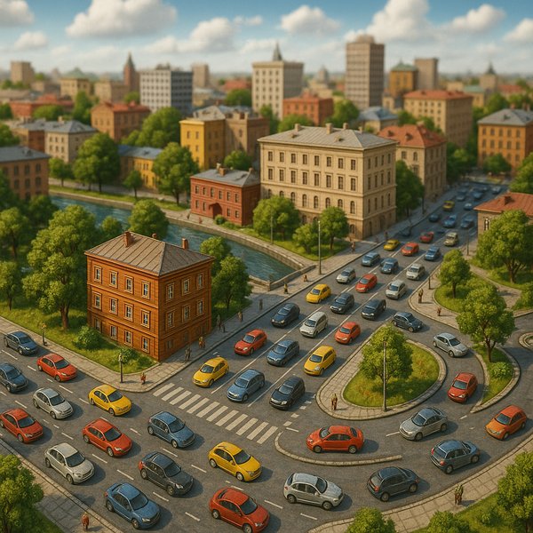 Miniature City with Busy Streets