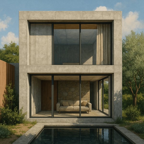 Modern Concrete Home with Pool