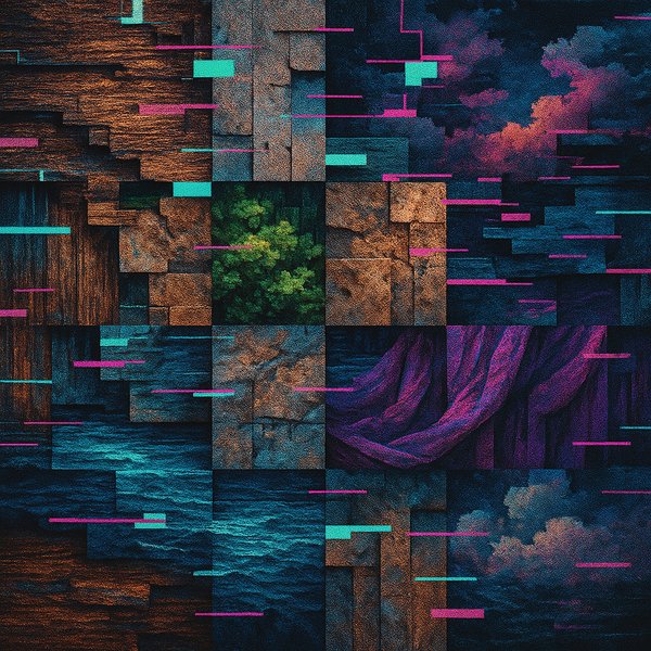 Neon Glitch Art Mosaic