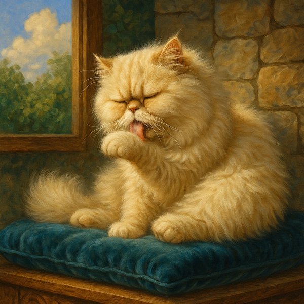 Persian Cat's Relaxed Grooming