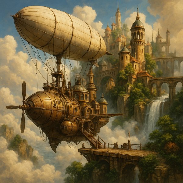 Steampunk Airship in Cloud City