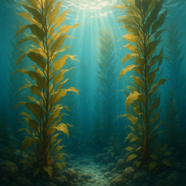 Sunlit Underwater Kelp Forest