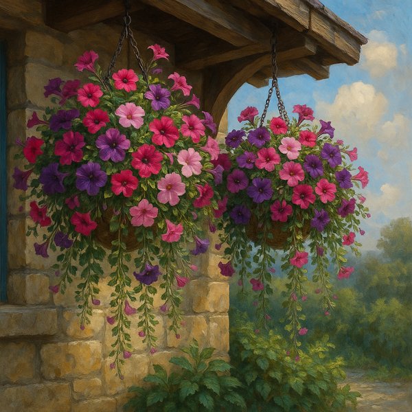 Vibrant Hanging Petunia Baskets