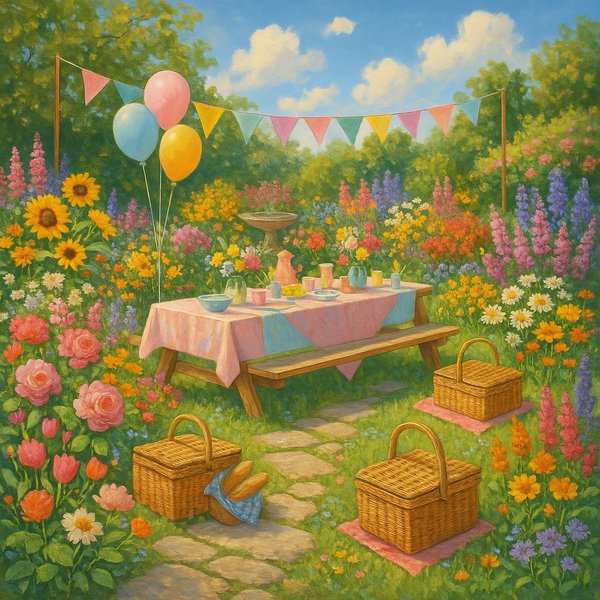 Festa Vibrante no Jardim de Primavera
