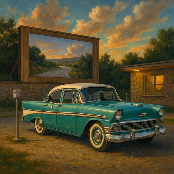 Vintage Car at Sunset Drive-In