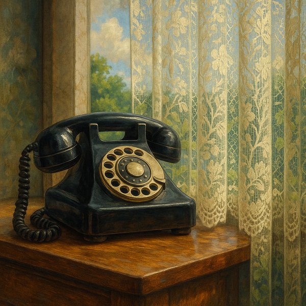 Vintage Charm: Rotary Phone and Lace