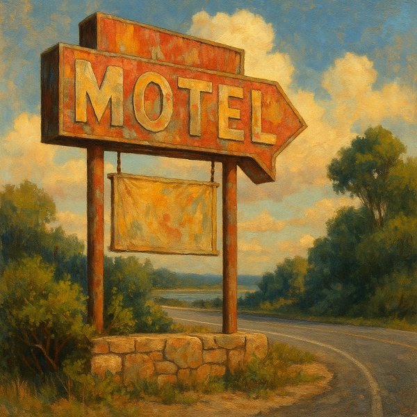Vintage Motel Sign by the Roadside