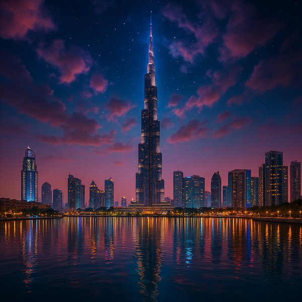 Dreamlike Dubai Skyline at Night