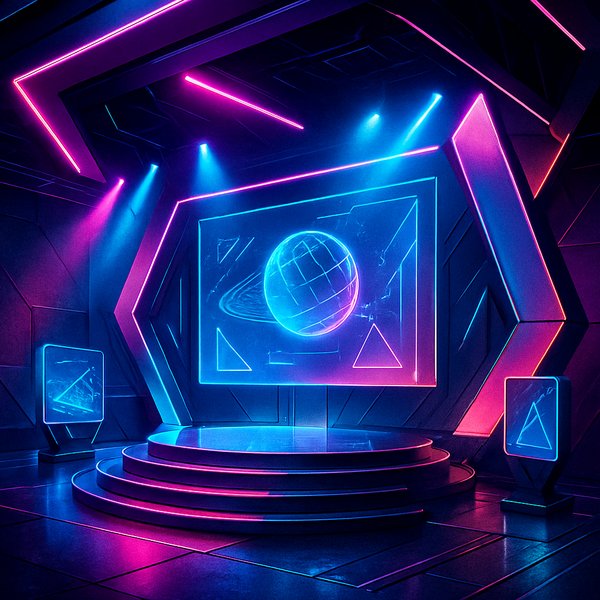 Futuristic Tech Stage with Neon Glow