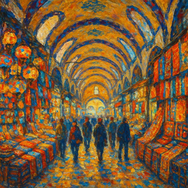 Impressionist Painting of Istanbul Grand Bazaar