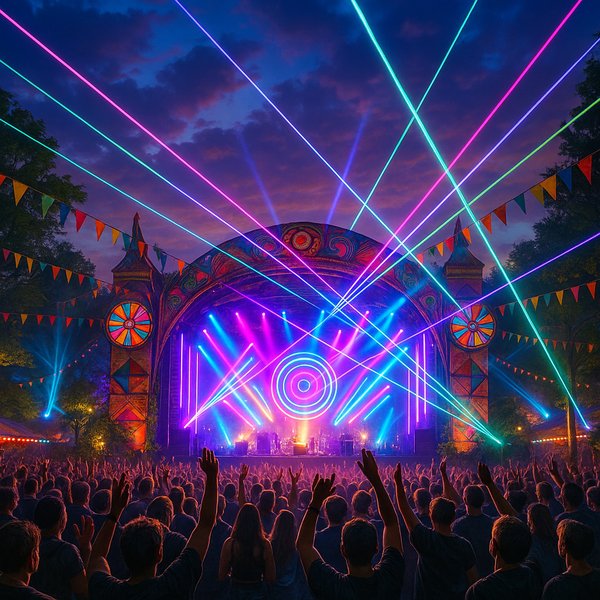 Neon Lights Illuminate Festival Stage