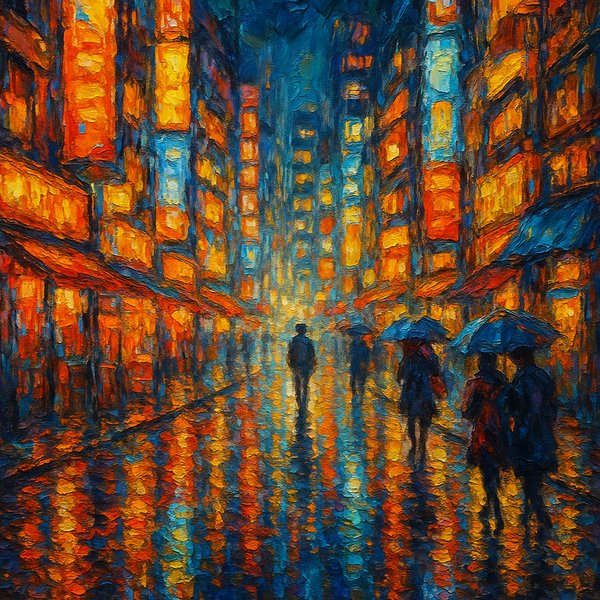 Tokyo Night Streets: An Impressionist Vision