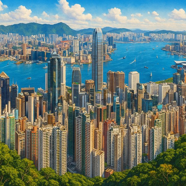 Vibrant Hong Kong Skyline from Victoria Peak