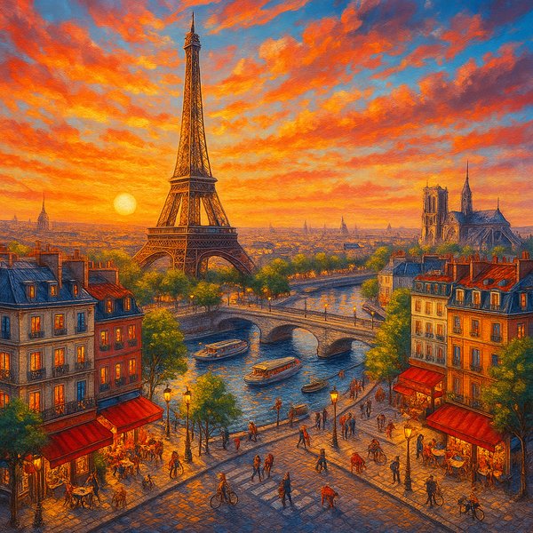 Vibrant Paris at Sunset