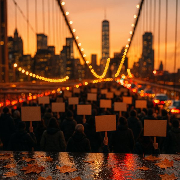 Autumn Vigil on the Bridge at Dusk