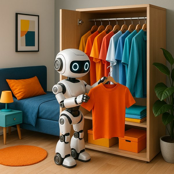 Compact Robot Organizing Wardrobe by Color