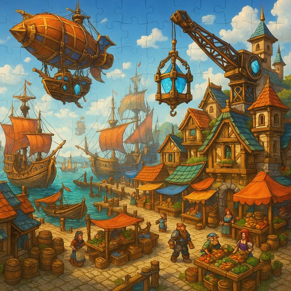 Crystal Harbormarket — A Steampunk-Magic Port