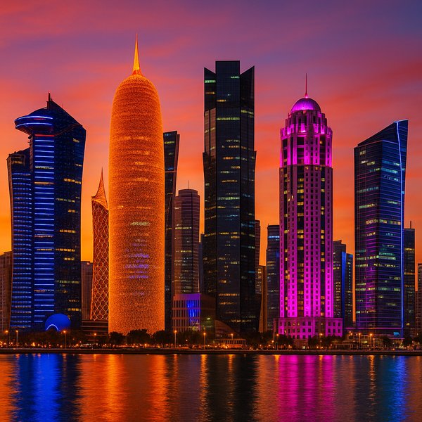 Doha West Bay Skyline at Sunset