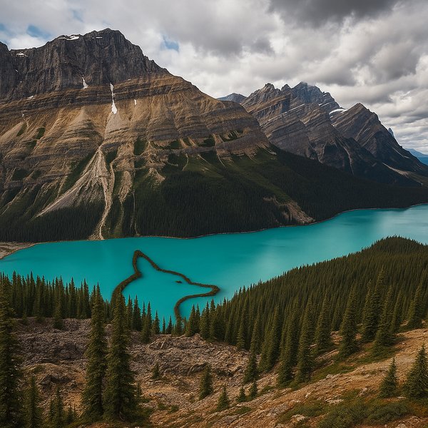 Fox-Shaped Peyto Lake — Turquoise Glacier-Fed Basin