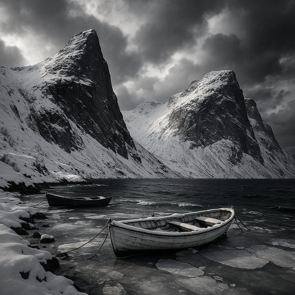 Frozen Fjord at Dusk