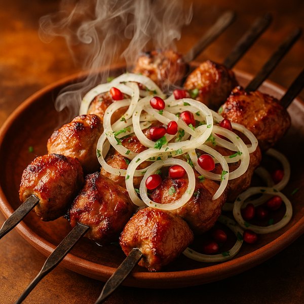 Georgian Mtsvadi (Shashlik) — Juicy Grilled Skewers with Onions & Pomegranate