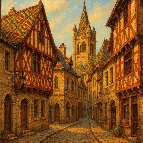 Golden Afternoon in Dijon: Medieval Tiled Roofs